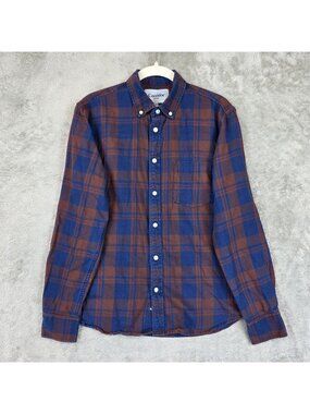 Corridor Shirt Mens XS Blue Brown Plaid Flannel Long Sleeve Button Down Casual